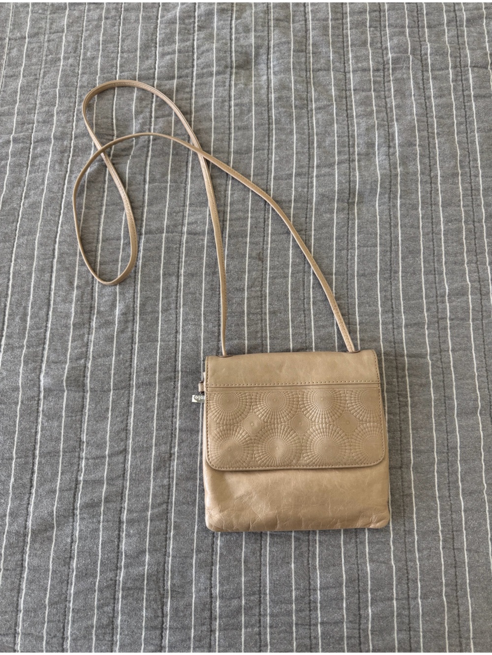 Hobo International Cream Beige Embossed Leather Crossbody Bag Small